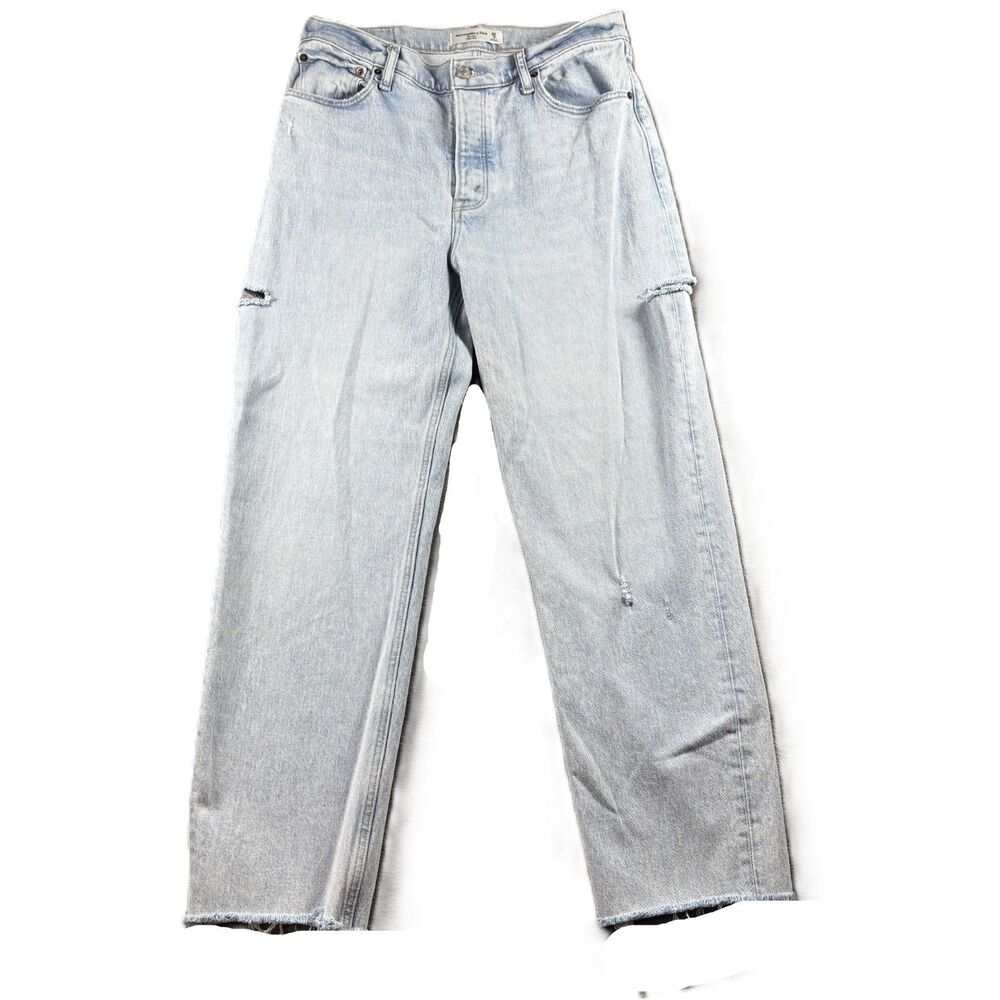 Abercrombie & Fitch Women Jeans The Dad High Rise Thigh Slits Light 8/29 P222